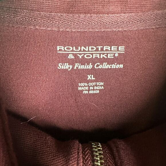Roundtree & Yorke Men's XL Burgundy Quarter-Zip Pullover Sweater - Picture 6 of 6